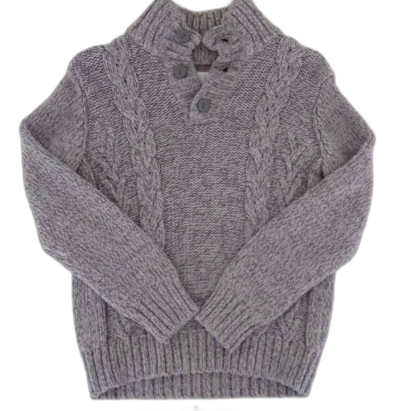 P.S. from Aeropostale Kids Girl (Youth 7) Cable Knit Quarter Button Sweater Gray - Picture 1 of 7